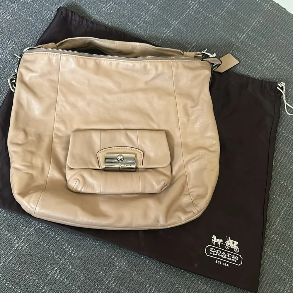 COACH Kristin Leather Crossbody Beige Convertible Shoulder Bag 14769